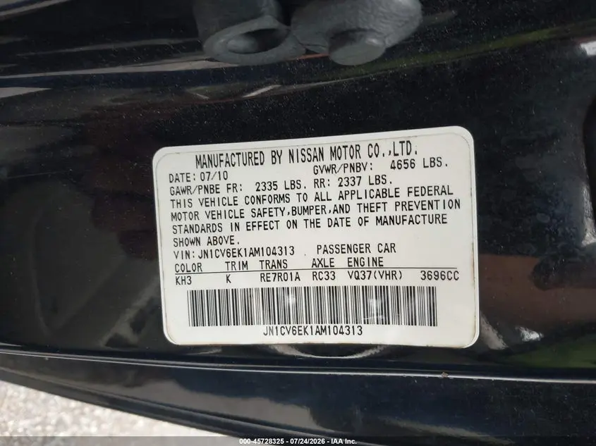 2010 INFINITI G37 JOURNEY
