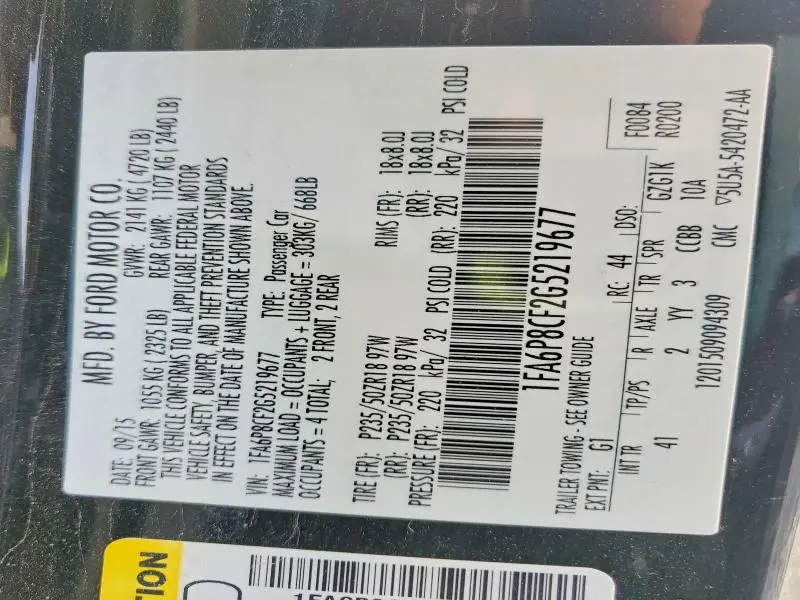 2016 FORD MUSTANG GT  