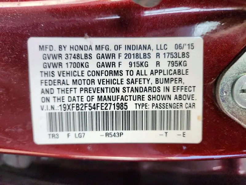 2015 HONDA CIVIC LX  