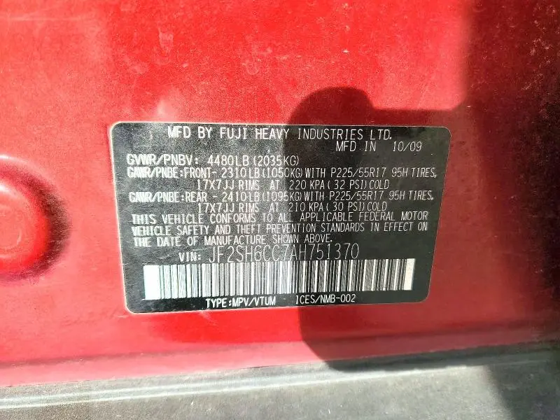 2010 SUBARU FORESTER 2.5X PREMIUM  