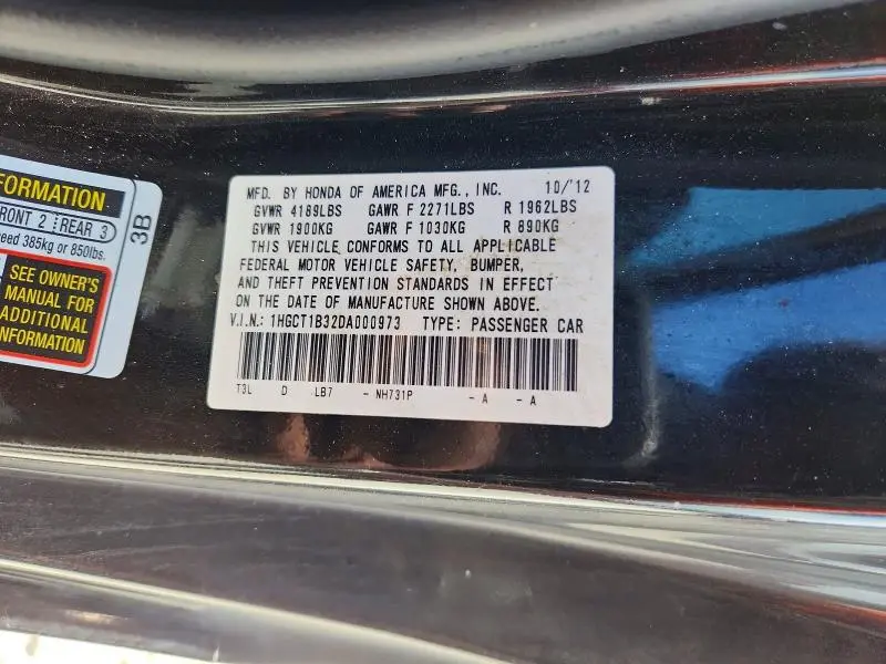 2013 HONDA ACCORD LX-S  