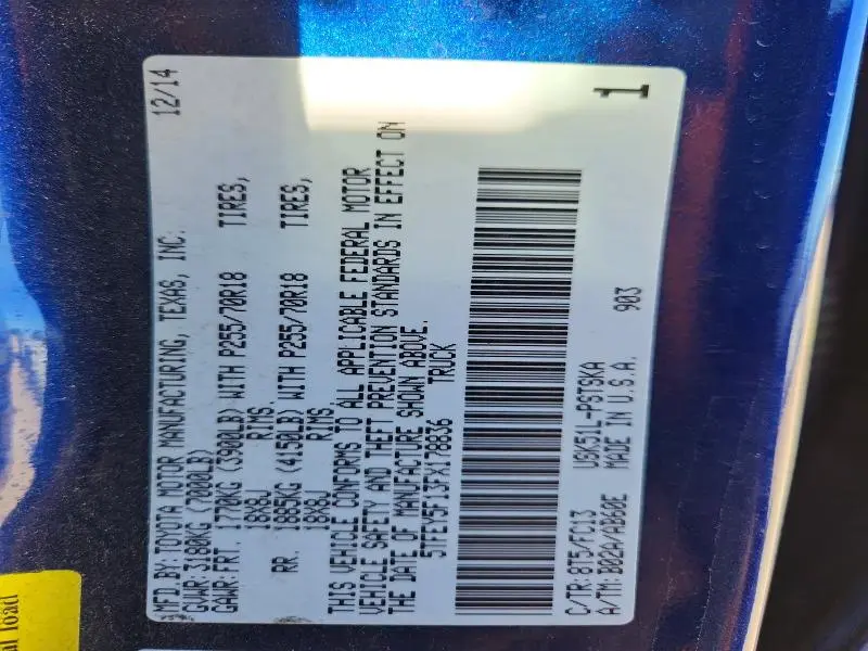 2015 TOYOTA TUNDRA SR5  