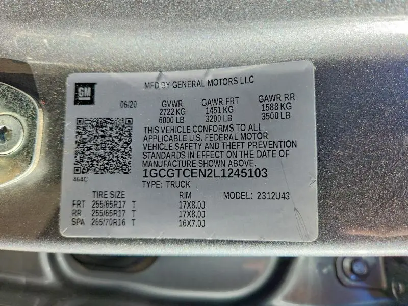 2020 CHEVROLET COLORADO LT  