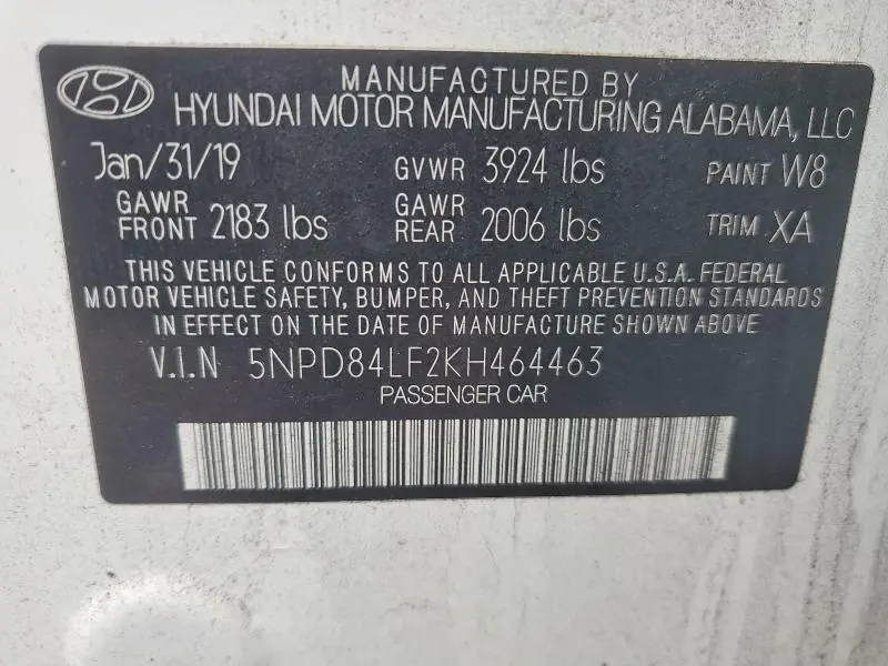 2019 HYUNDAI ELANTRA SEL  