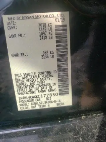 2019 NISSAN ALTIMA SR  