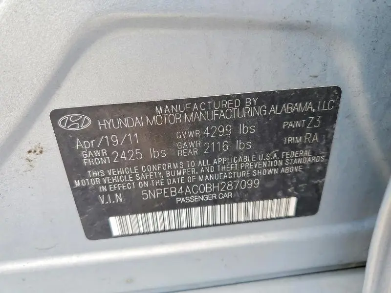 2011 HYUNDAI SONATA GLS  