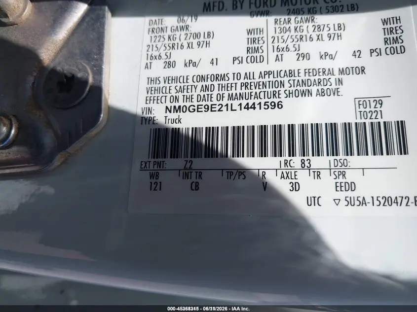 2020 FORD TRANSIT CONNECT XL PASSENGER