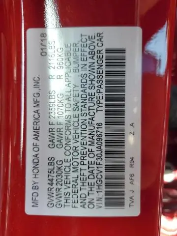 2018 HONDA ACCORD SPORT  