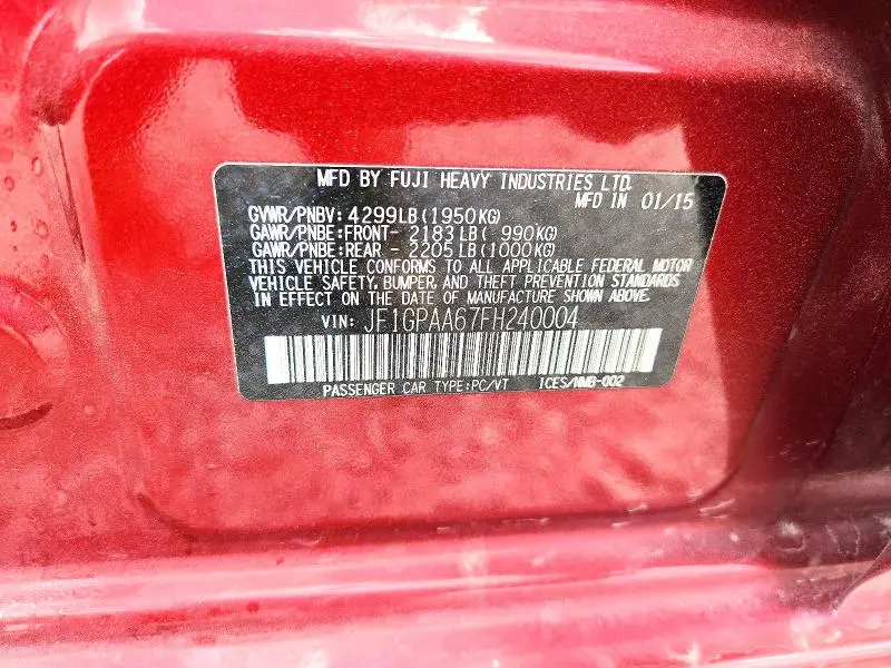 2015 SUBARU IMPREZA   