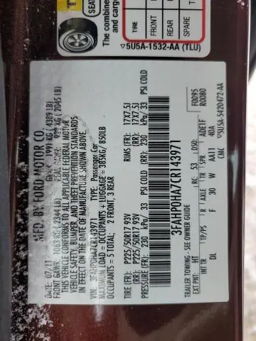 2012 FORD FUSION SE  