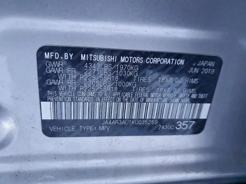 2019 MITSUBISHI OUTLANDER SPORT ES  