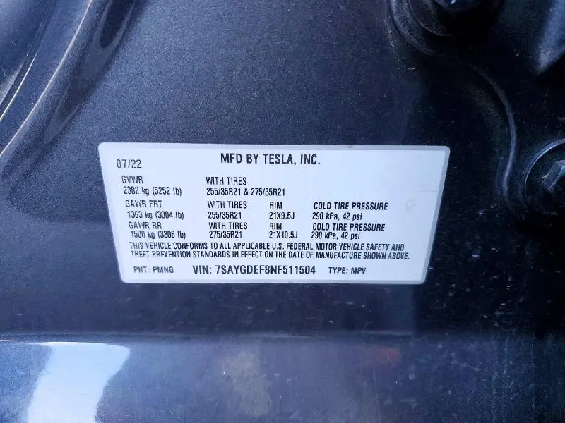 2022 TESLA MODEL Y   