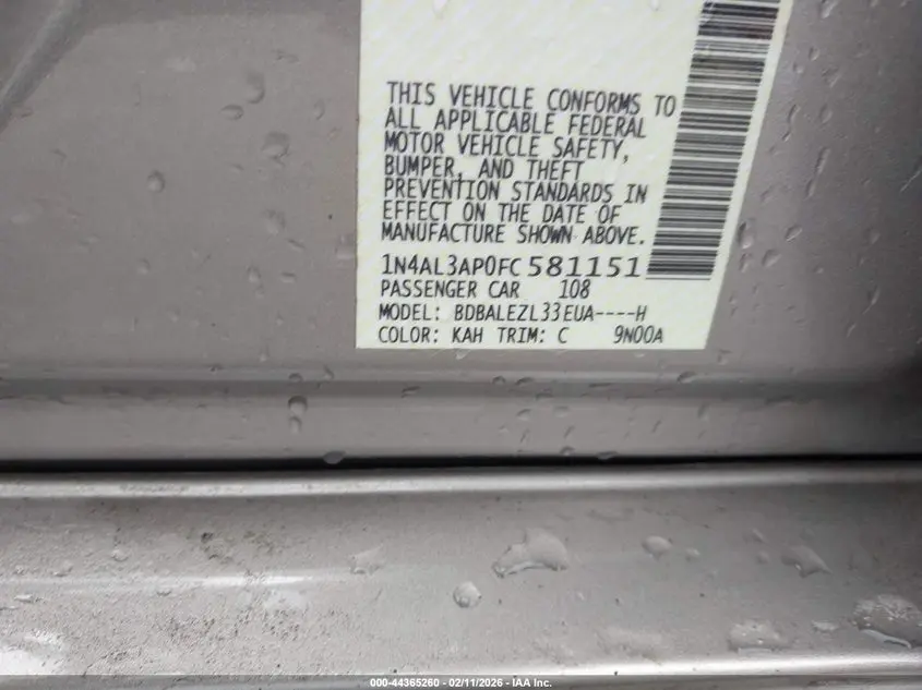 2015 NISSAN ALTIMA 2.5 S