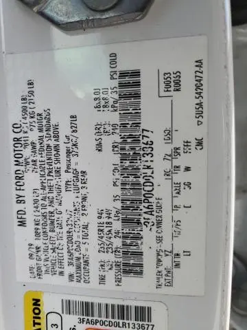 2020 FORD FUSION SEL  