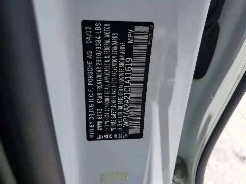 2012 PORSCHE CAYENNE   
