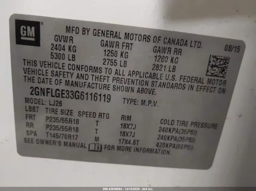 2016 CHEVROLET EQUINOX LTZ