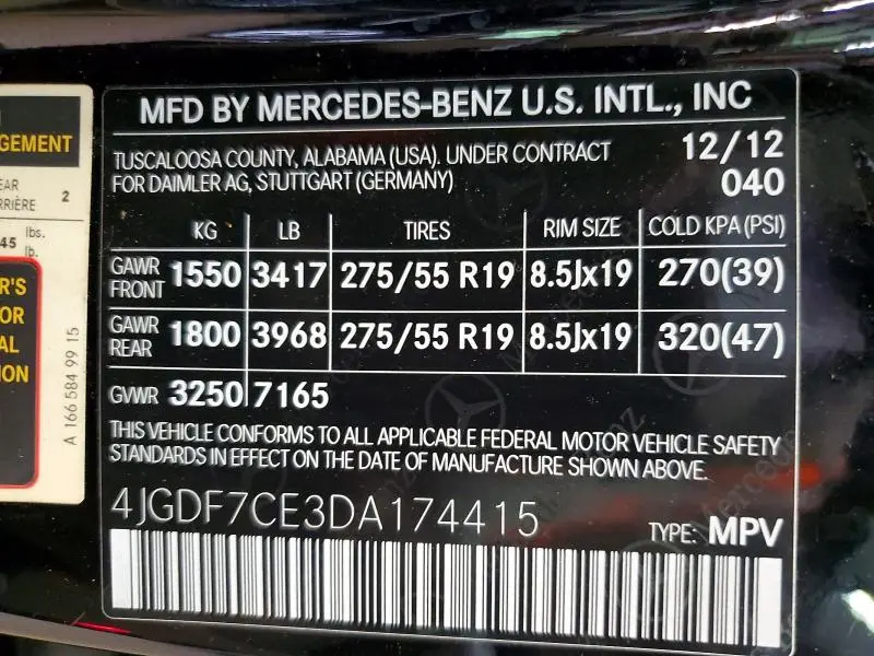 2013 MERCEDES-BENZ GL 450 4MATIC  