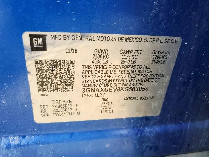 2019 CHEVROLET EQUINOX LT  