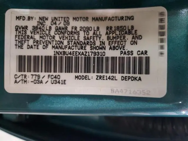 2010 TOYOTA COROLLA BASE  