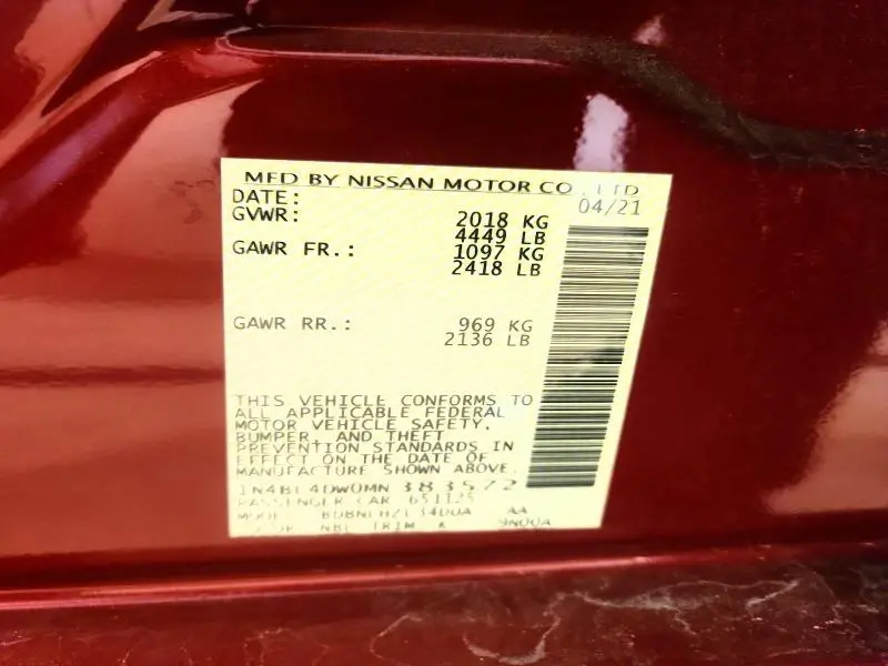 2021 NISSAN ALTIMA SV  