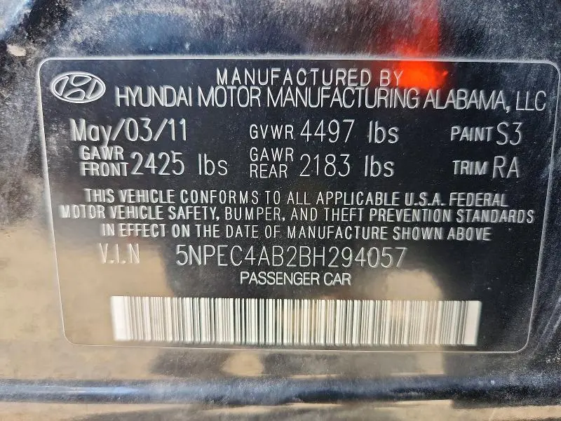 2011 HYUNDAI SONATA LIMITED 2.0T  
