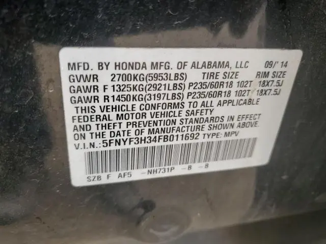 2015 HONDA PILOT SE