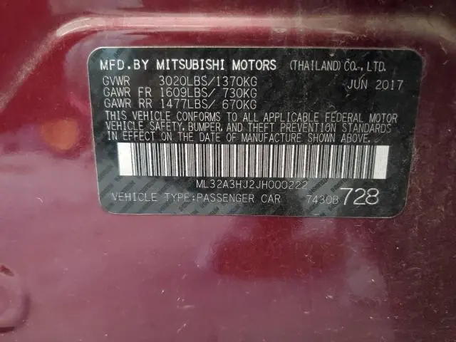 2018 MITSUBISHI MIRAGE   