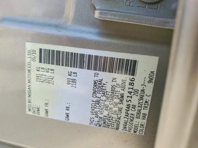 2010 NISSAN ALTIMA 2.5  