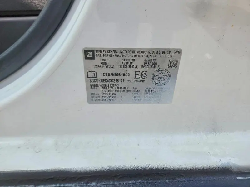 2016 CHEVROLET SILVERADO K1500 LT  