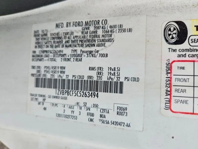 2012 FORD MUSTANG GT  