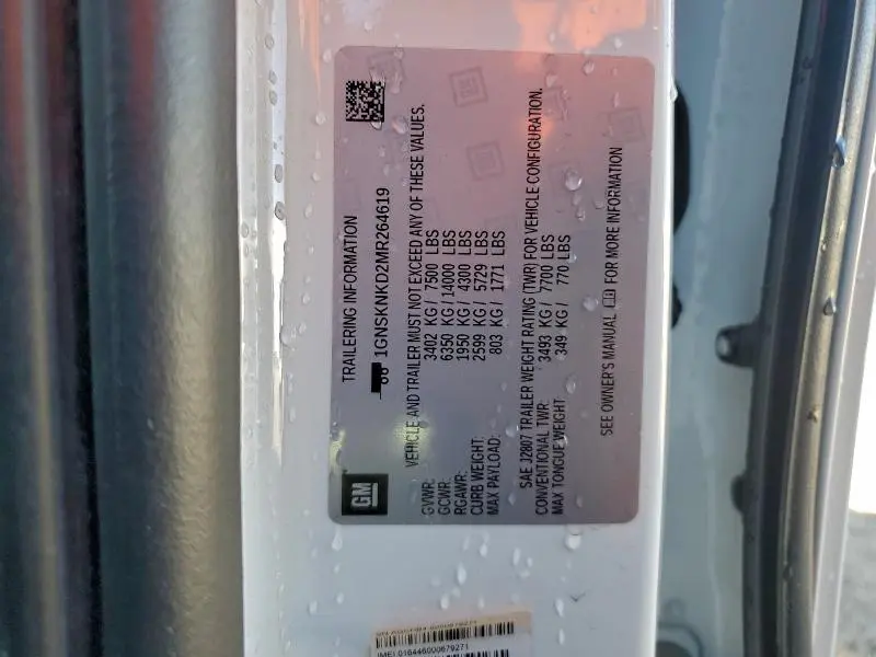 2021 CHEVROLET TAHOE K1500 LT  