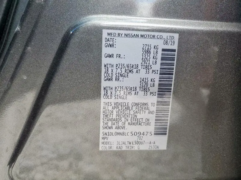 2020 INFINITI QX60 LUXE  