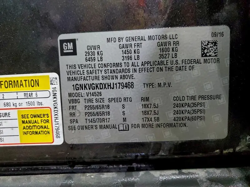 2017 CHEVROLET TRAVERSE LT  