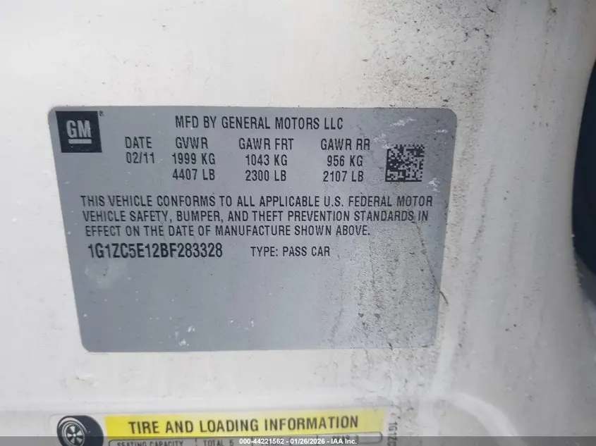 2011 CHEVROLET MALIBU 1LT