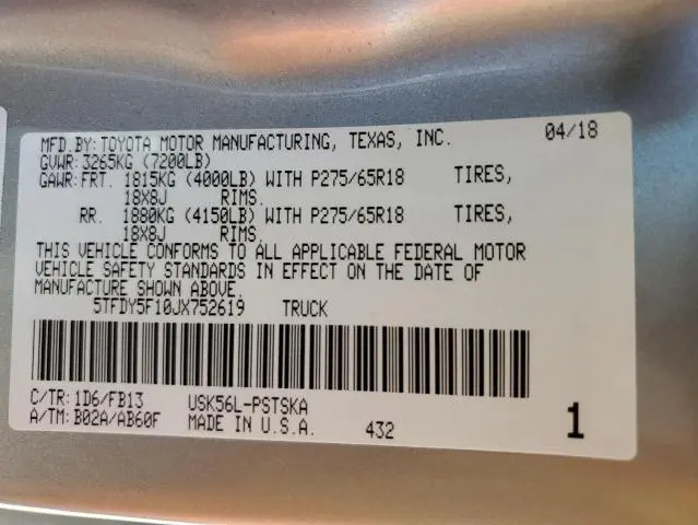 2018 TOYOTA TUNDRA CREWMAX SR5  