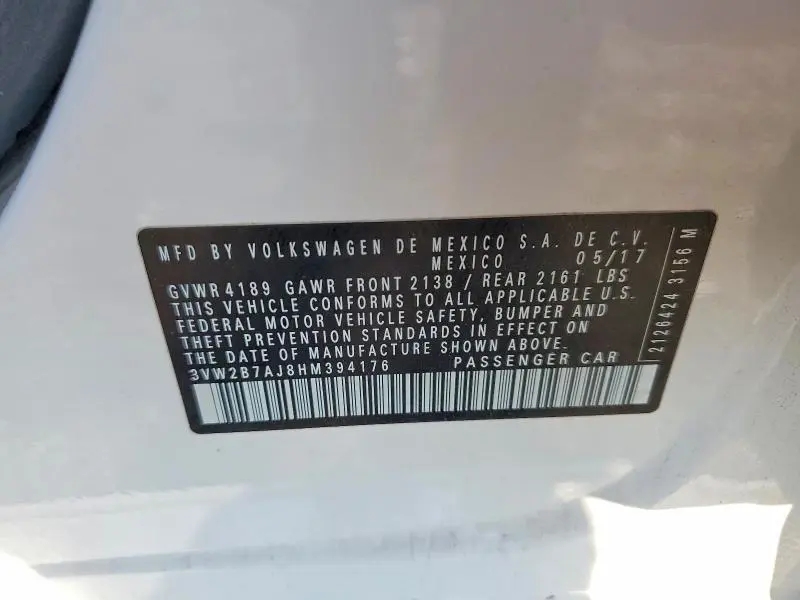 2017 VOLKSWAGEN JETTA S  