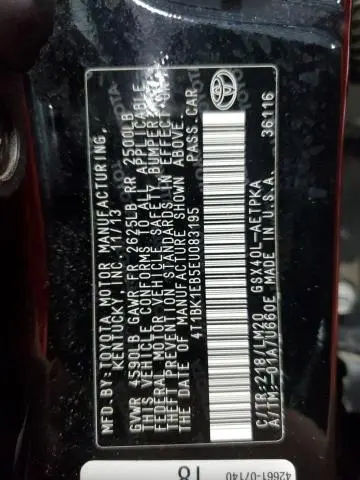 2014 TOYOTA AVALON BASE  