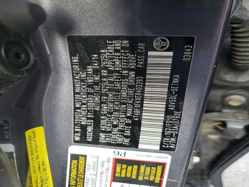 2014 TOYOTA CAMRY LE  
