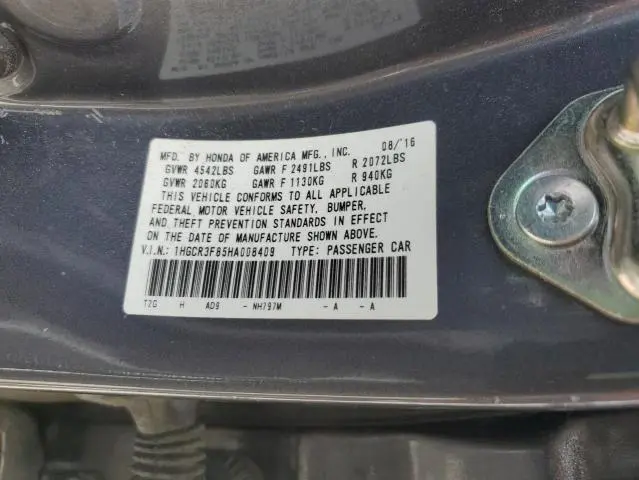 2017 HONDA ACCORD EXL  