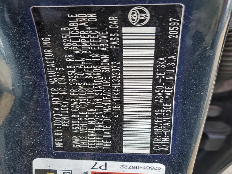 2017 TOYOTA CAMRY LE  