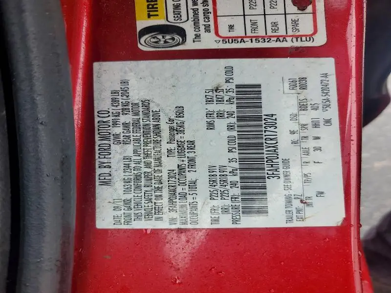 2012 FORD FUSION SEL   