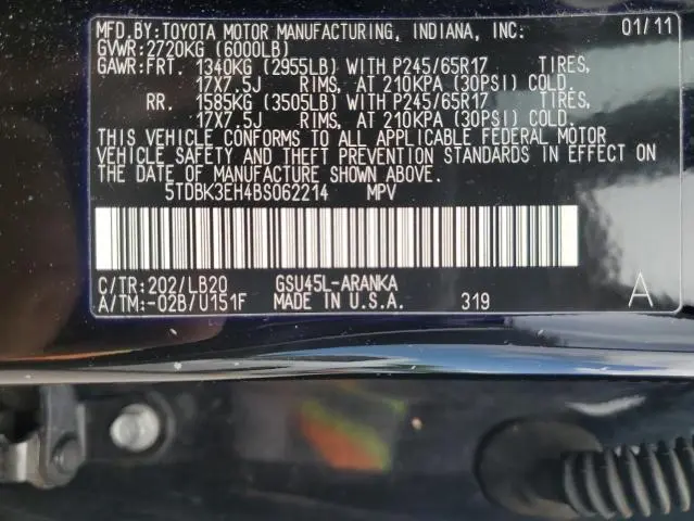 2011 TOYOTA HIGHLANDER BASE  