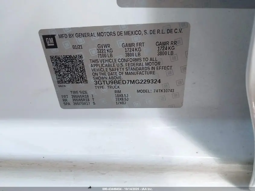 2021 GMC SIERRA 1500 4WD  STANDARD BOX SLE