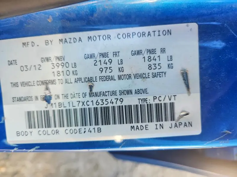 2012 MAZDA 3 I  