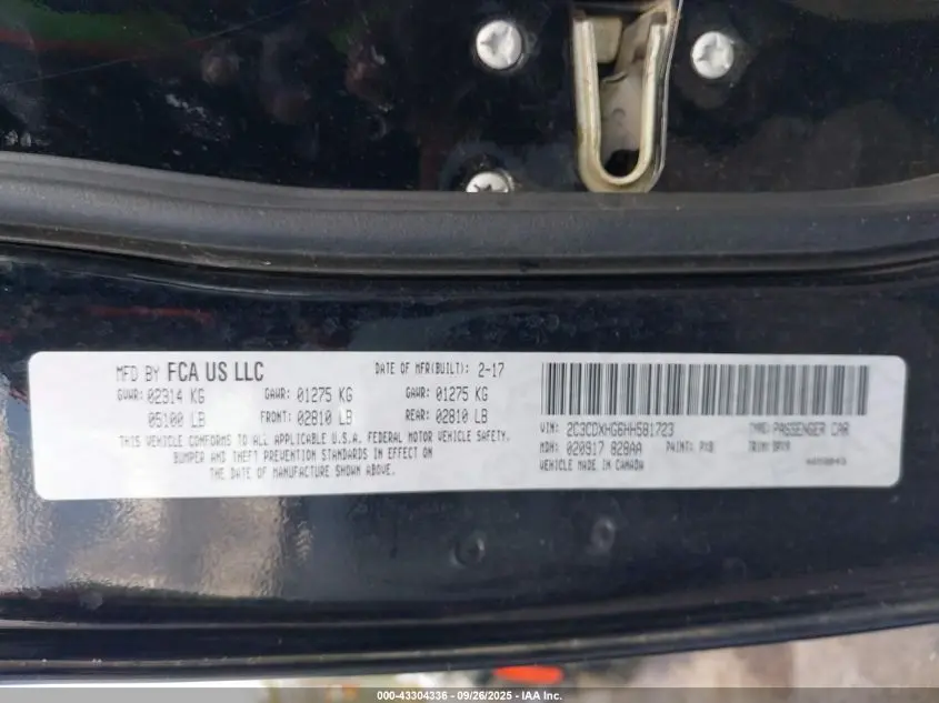 2017 DODGE CHARGER SXT RWD