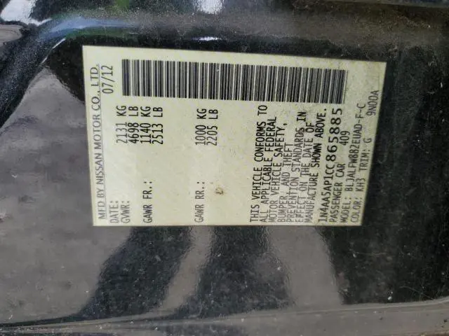 2012 NISSAN MAXIMA S  