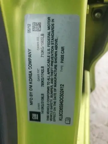 2013 CHEVROLET SPARK 1LT
