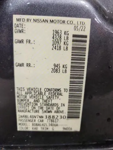 2022 NISSAN ALTIMA SV  