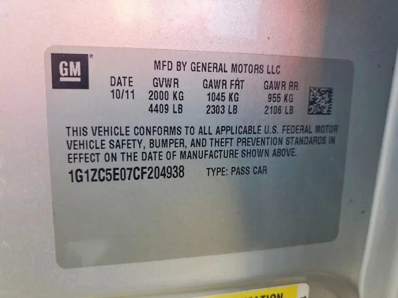 2012 CHEVROLET MALIBU 1LT  