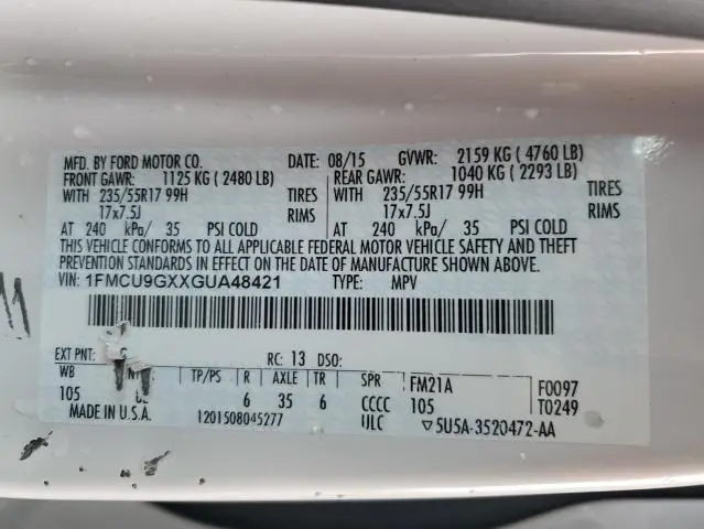 2016 FORD ESCAPE SE  